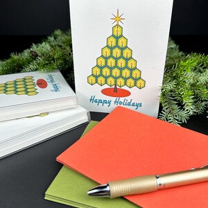 Mid-Century Modern Holiday Cards: Polygon Parkway Series - Geometric Tree, Eco-Friendly (Set of 8)