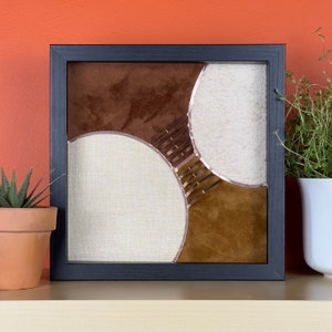 Modern Geometric 3D Art, Earth Tones, Square Black Woodgrain Shadowbox
