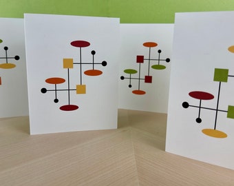 Colorful, Modern Note Cards, Set of 8 with Envelopes, Blank Inside