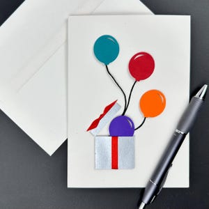 Colorful Balloon Eco-Friendly Birthday Greeting Card, Inside: &quot;Happy Birthday&quot;