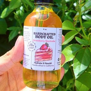 Handcrafted Strawberry Shortcake Body Multi-Use Oil for Body Care Moisturizer