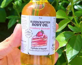 Handcrafted Strawberry Shortcake Body Multi-Use Oil for Body Care Moisturizer