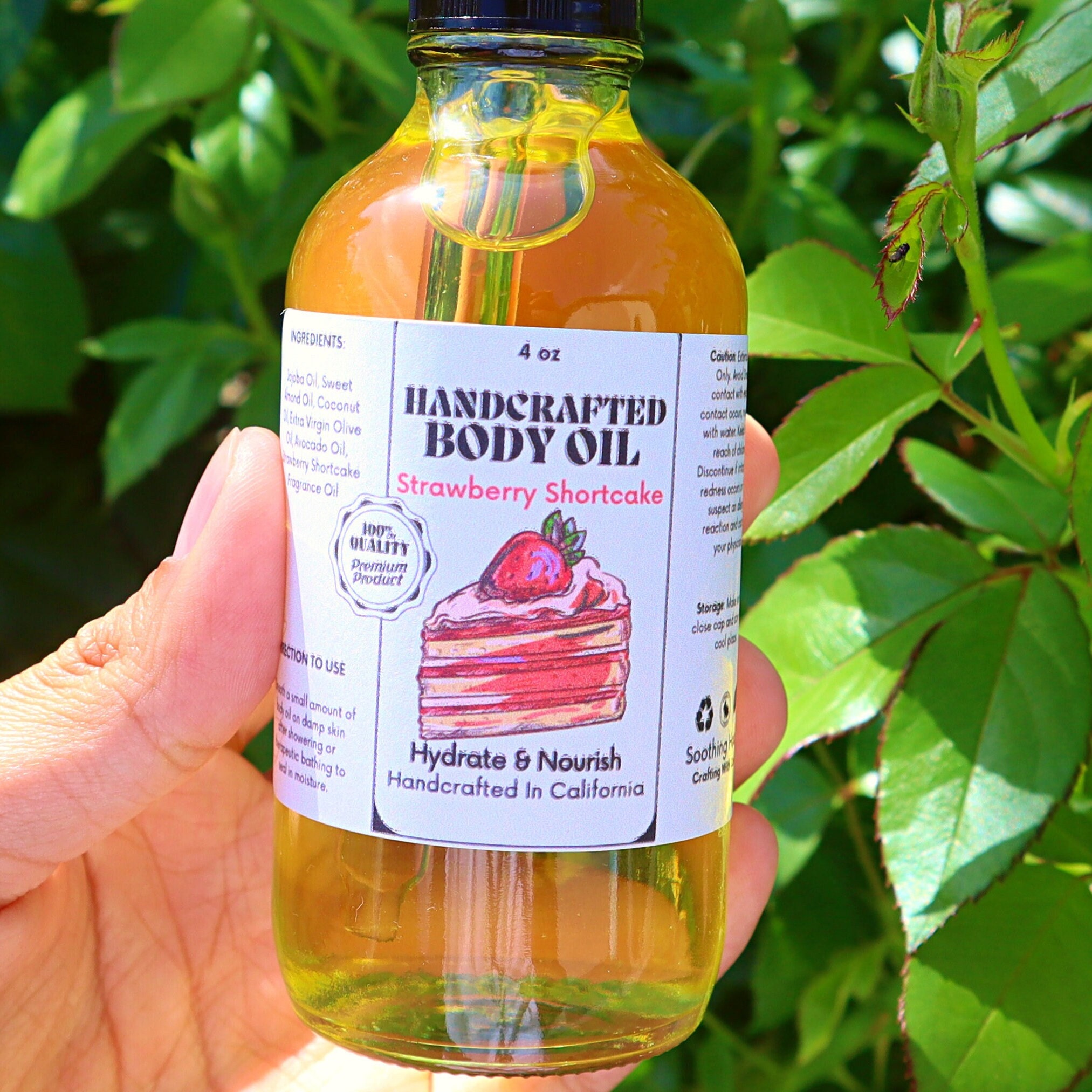 Handcrafted Strawberry Shortcake Body Multi-Use Oil for Body Care Moisturizer