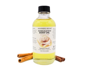 Cinnamon Roll Handcrafted Body Oil for Glistening Skin, Moisturizing Skin, Silky Smooth Skin and Soft Skin