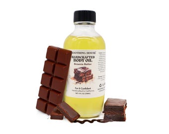 Handcrafted Brownie Batter Body Oil - 4 oz- Dropper Included Suitable for Skin Types, Versatile Use