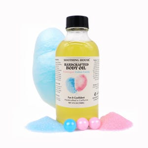 Handcrafted Bubbluegum Cotton Candy Body Oil - 4 oz with Dropper Included - Hydration & Moisturization