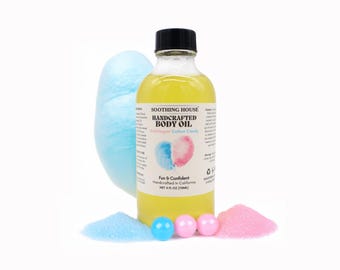 Handcrafted Bubbluegum Cotton Candy Body Oil - 4 oz with Dropper Included - Hydration & Moisturization