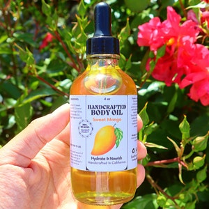 Handcrafted Sweet Mango Multi-Use Body Oil For Smooth and Silky Skin Moisturizer Fragrance Body Care