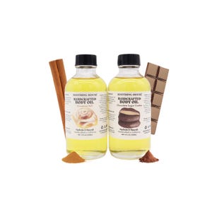 Dessert Body Oil Bundle: Chocolate Sugar Cookie Body Oil & Cinnamon Roll Body Oil, Gift for Her, Gift for Mom, Moisturizing and Smooth Skin