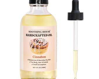 Handcrafted Cinnabon Body Oil – Dessert Scent for Glazed, Soft Skin, Sweet Cinnamon Vanilla Scented Moisturizing Oil for Glowing Skin