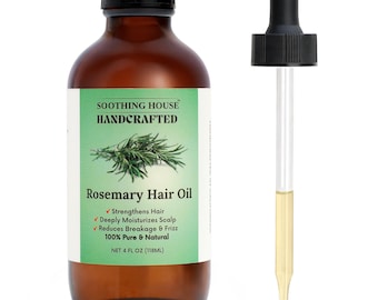 Handcrafted Rosemary Hair And Scalp Oil – All Natural, Strengthens, Nourishes, Reduces Breakage & Frizz – All Hair Types 4 Fl Oz