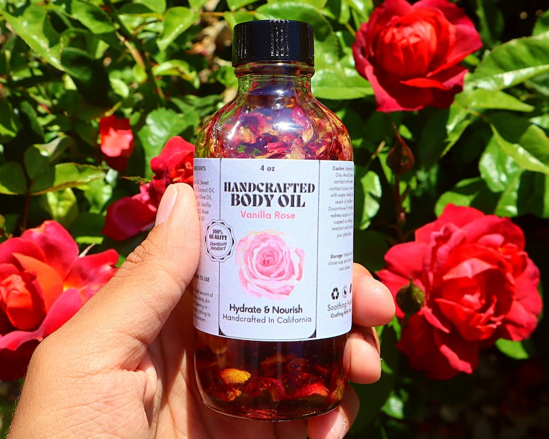 Handcrafted Vanilla Rose Body Oil - Etsy