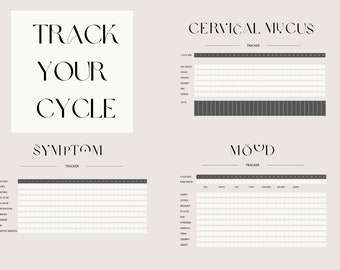 Cervical cycle syncing, cycle trackers, food list, exercise. Printable templates