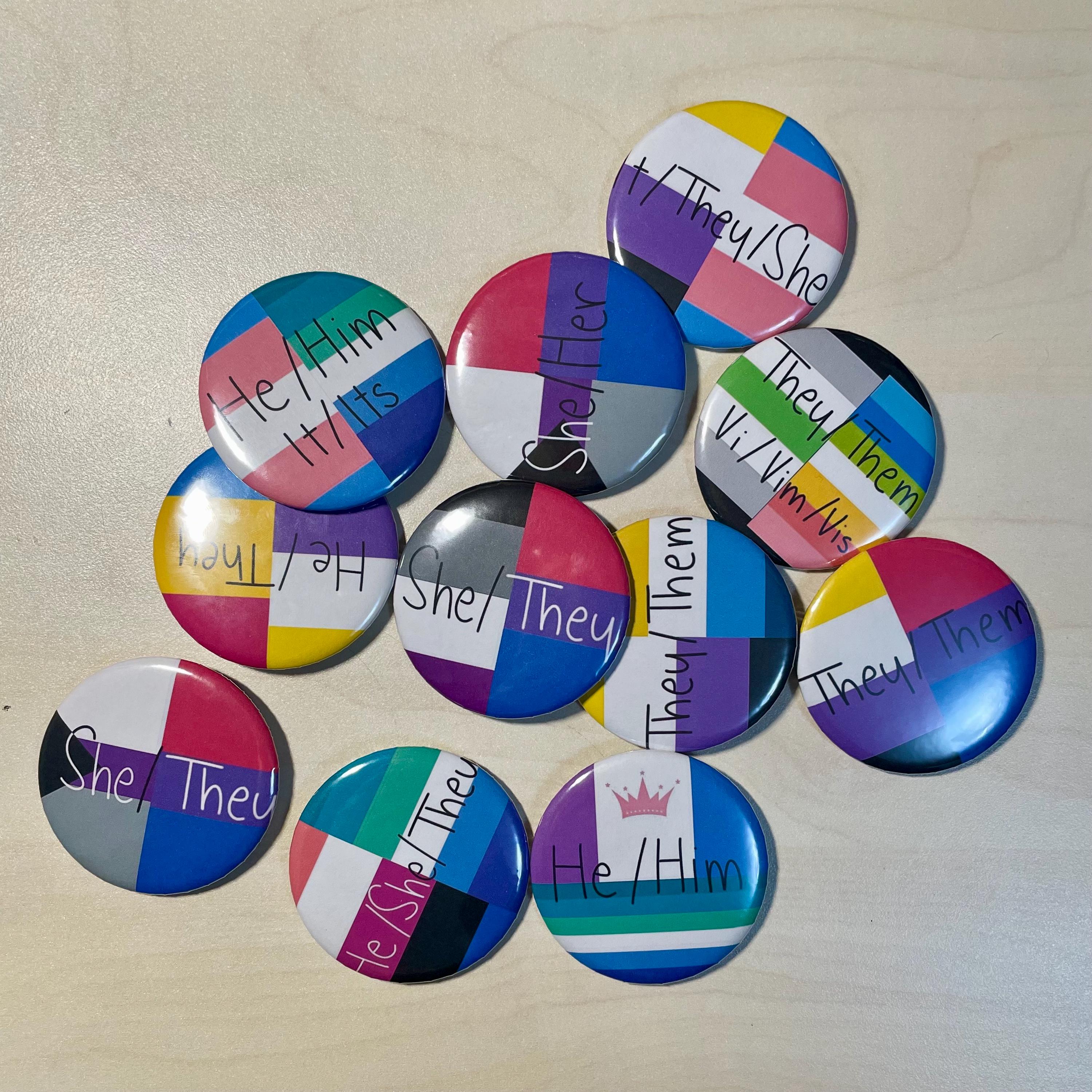 Pride Pronoun Pins | Pronoun Buttons | Customizable Pride Pin | Custom ...