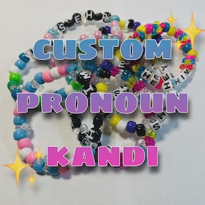Pronoun Pride Kandi Bracelet - Single Strand - Pronoun Bracelet - Pride Bracelet - Kandi Pride Bracelet - LGBTQ+ Pride Bracelet - LGBTQ+