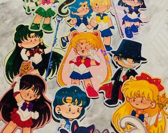 Sailor Moon Stickers | Sailor Scout Stickers | Tuxedo Mask Sticker | Handmade Anime Character Stickers