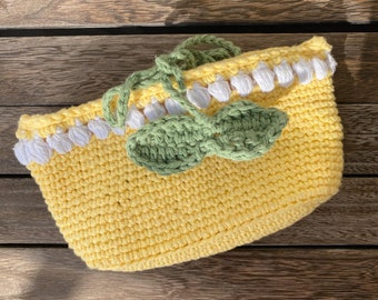 NO SEW. EASY Classy Lemon Makeup Bag Pattern. Crocheted Pouch Pattern. Crochet Makeup Bag Pattern. Crochet Pouch Pattern. Crocheted Purse.