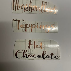 Hot chocolate station vinyl decals , hot choc jar , toppings , marshmallows, stickers viynl decal
