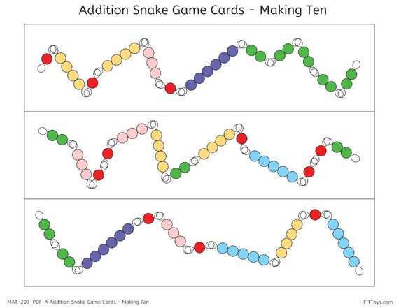 Montessori Math Addition Snake Game Cards (Numeral Version) for Facts –  JRMontessori