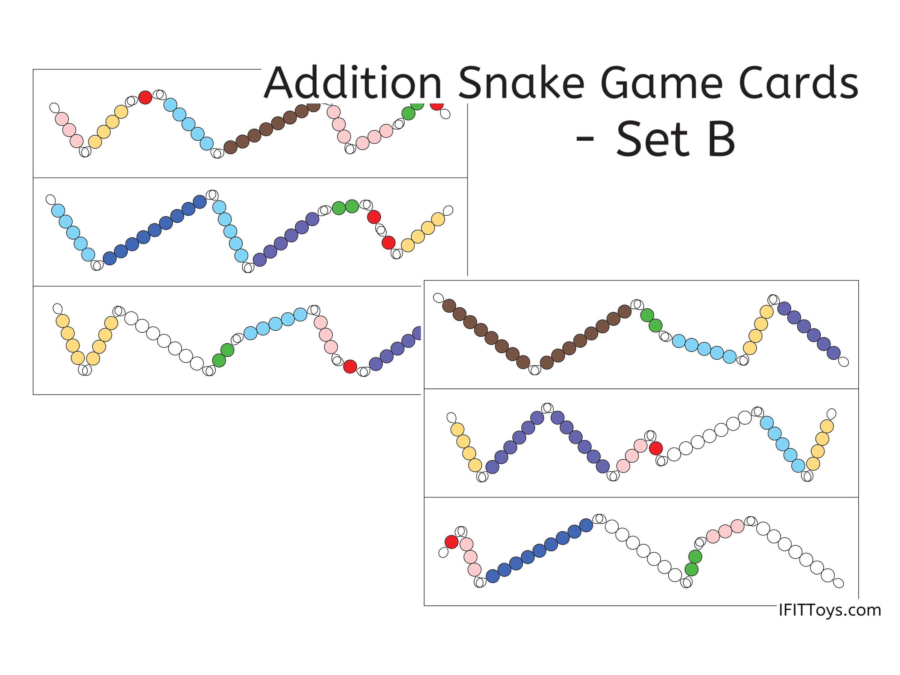Montessori Math Addition Snake Game Cards (Numeral Version) for Facts –  JRMontessori