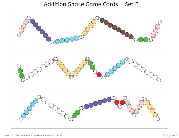 Montessori Math Addition Snake Game Cards (Numeral Version) for Facts –  JRMontessori