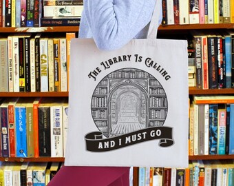 Bookish Library Tote Bag Library-Themed Book Totebag Library Print Vintage-Style Reader Gift Book Lover Retro Book Bag Bookworm Book Nerd