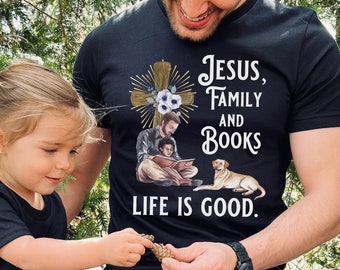 Bookish Father's Day Shirt, Christian Dad T-shirt, Christian Books Tee Shirt, Jesus Books Shirt, Faith Shirt, Christian Reading TShirt