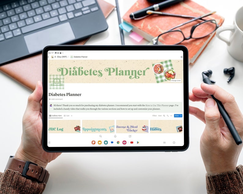 Diabetes Digital Planner Food Journal Notion Template Dashboard Planner