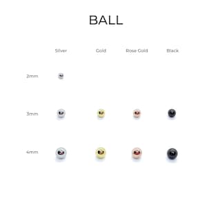16G/1.2mm Bar Screw back ball, Ball back, Closing ball, Ball Closure, Basic Piercing Parts, Silver/Gold/Rose Gold/Black, High Quality