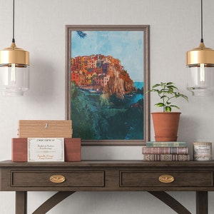 digital painting, Printable Art, Watercolor Painting, Wall Art, watercolor style, Cinque Terre, Italy, Tuscany, Florence, fishing villages