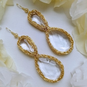 Gold Teardrop Crystal Bridal Earrings: 18K Gold-Filled Pear Quartz