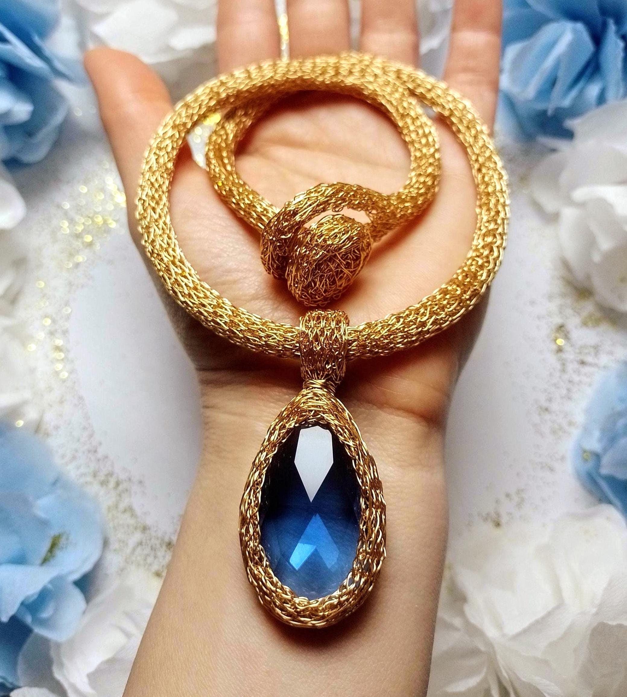 Large Blue Swarovski Crystal Pendant - Etsy