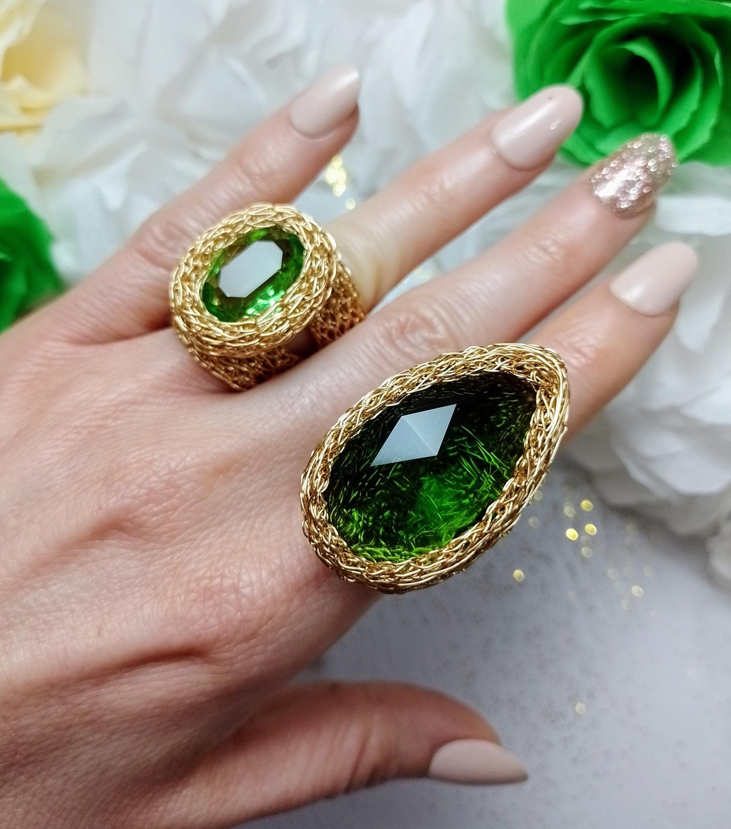 green dress ring Vintage Modernist Italian Green Marble Dress Ring Fetheray