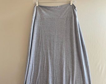 Grey Midi Skirt With Ruched Waist