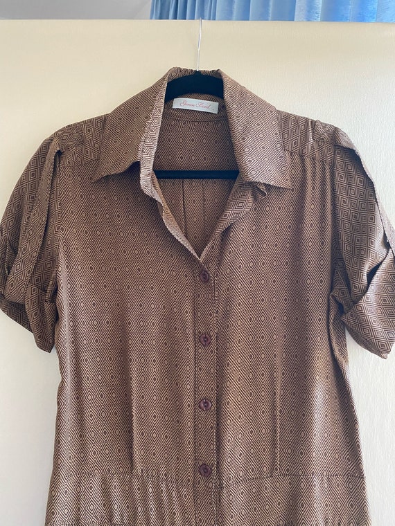 Geren Ford 90s Collared Brown Button Down Safari … - image 2