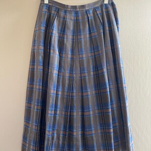 Vintage 40s Plaid Pleated Mid-Length Skirt image 2