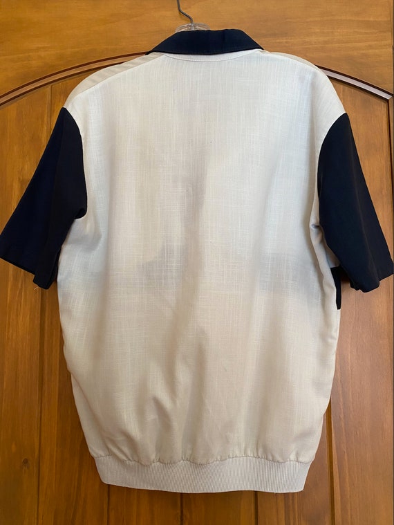 Collared Colorblock Quarter Button Up Polo Short … - image 2