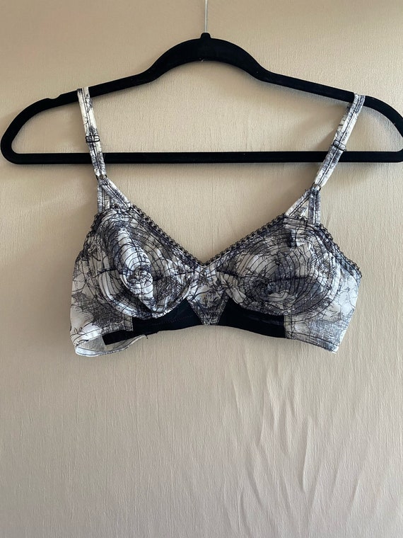 Vintage Black And White Abstract Pattern Brassiere - image 1