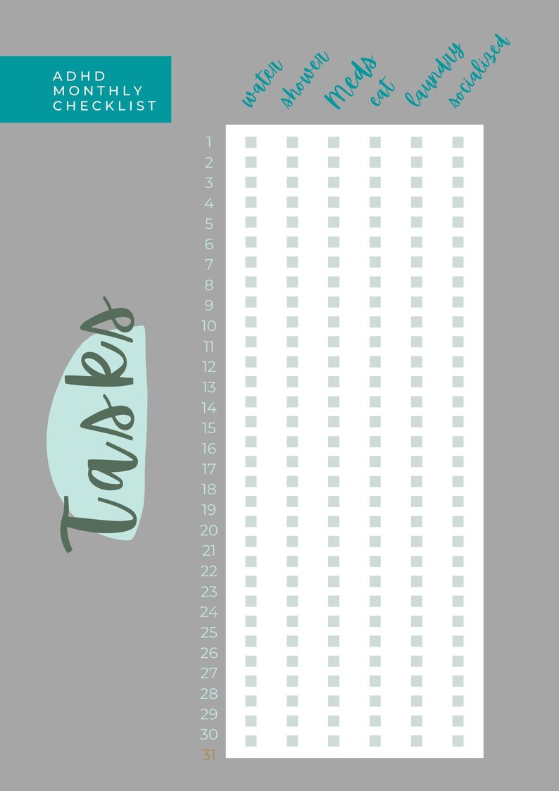 Checklist for ADHD Daily Checklist Etsy