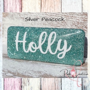 Glittered, Epoxy Covered & Personalized-- Magnetic Dry Eraser