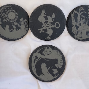 Alice in wonderland slate coasters set of 4