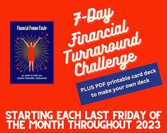 Desafio de 7 dias para o empoderamento financeiro com baralho de cartas (PDF para impressão)