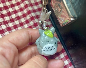 Handmade Totoro Keychain: Kawaii Polymer Clay Bag Charm