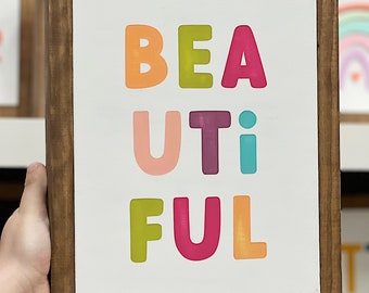 Beautiful Wood Sign | Kids Decor | Colorful Print