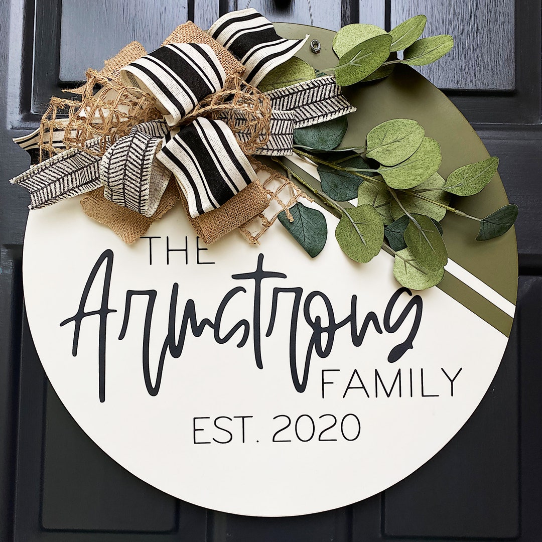 Door Hanger | Family/last Name Door Decor | Round Door Hanger | Door ...