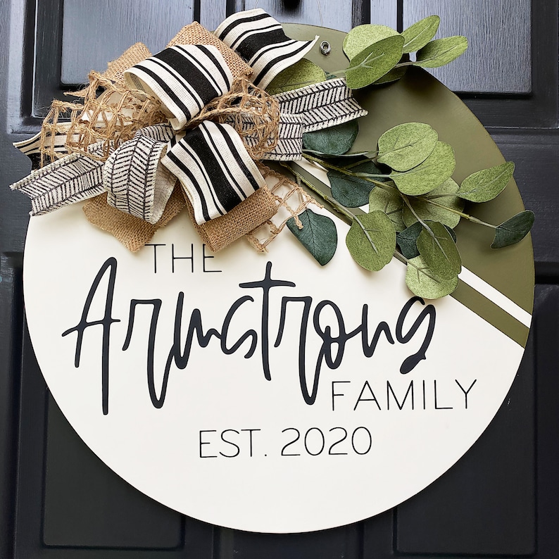 Door Hanger | Family/last Name Door Decor | Round Door Hanger | Door ...