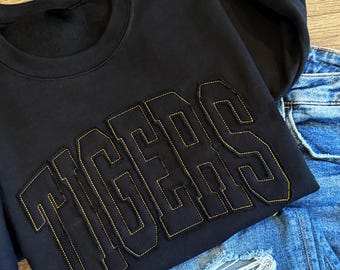 Tigers Spirit Wear | School Spirit Sweatshirt | Applique Sweatshirt