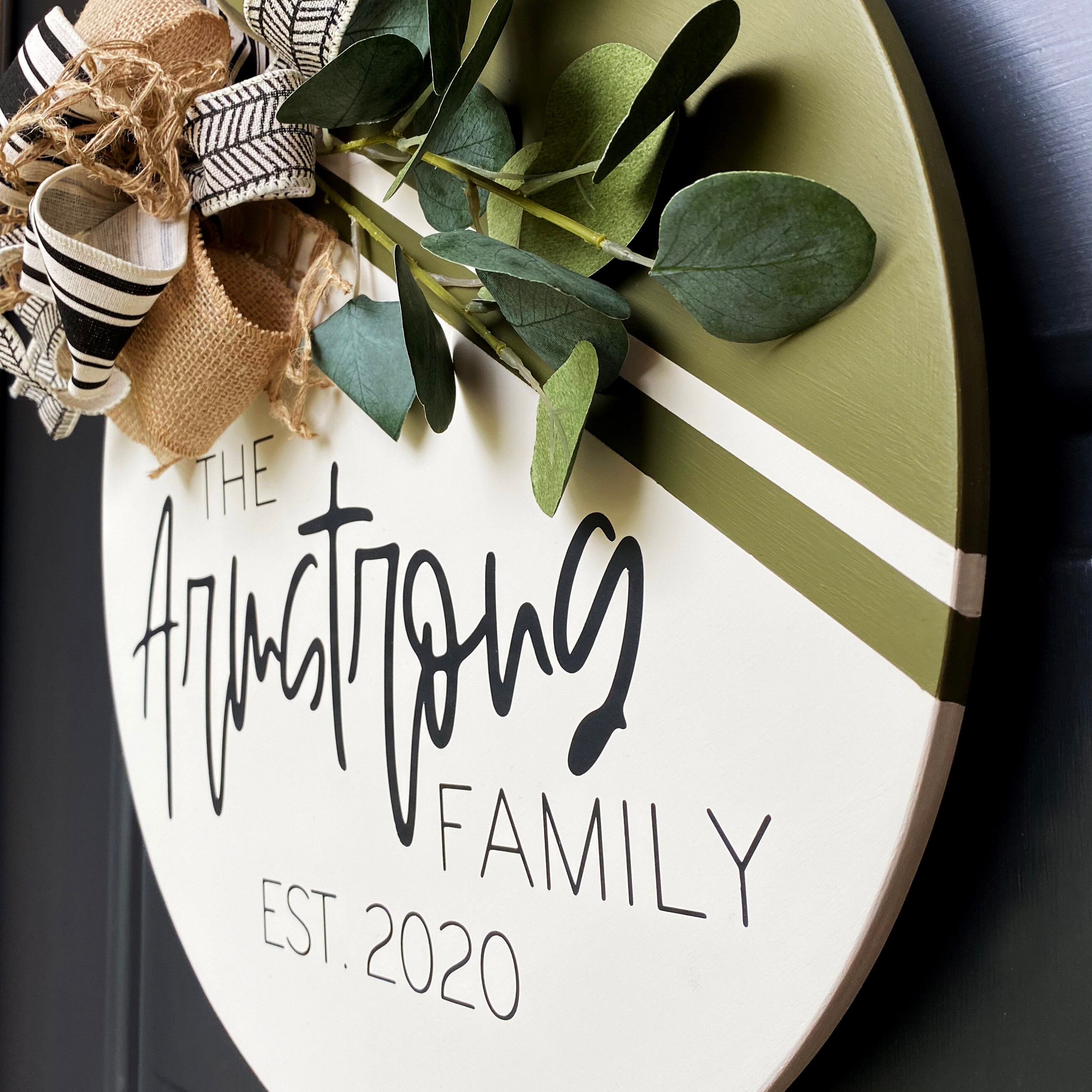 Door Hanger | Family/last Name Door Decor | Round Door Hanger | Door ...
