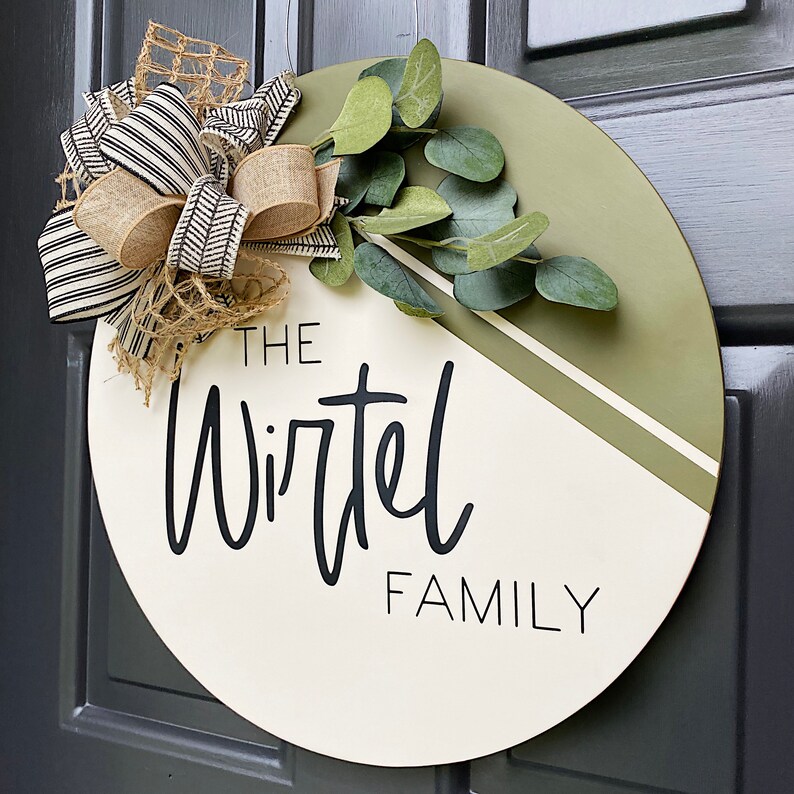 Door Hanger | Family/last Name Door Decor | Round Door Hanger | Door ...