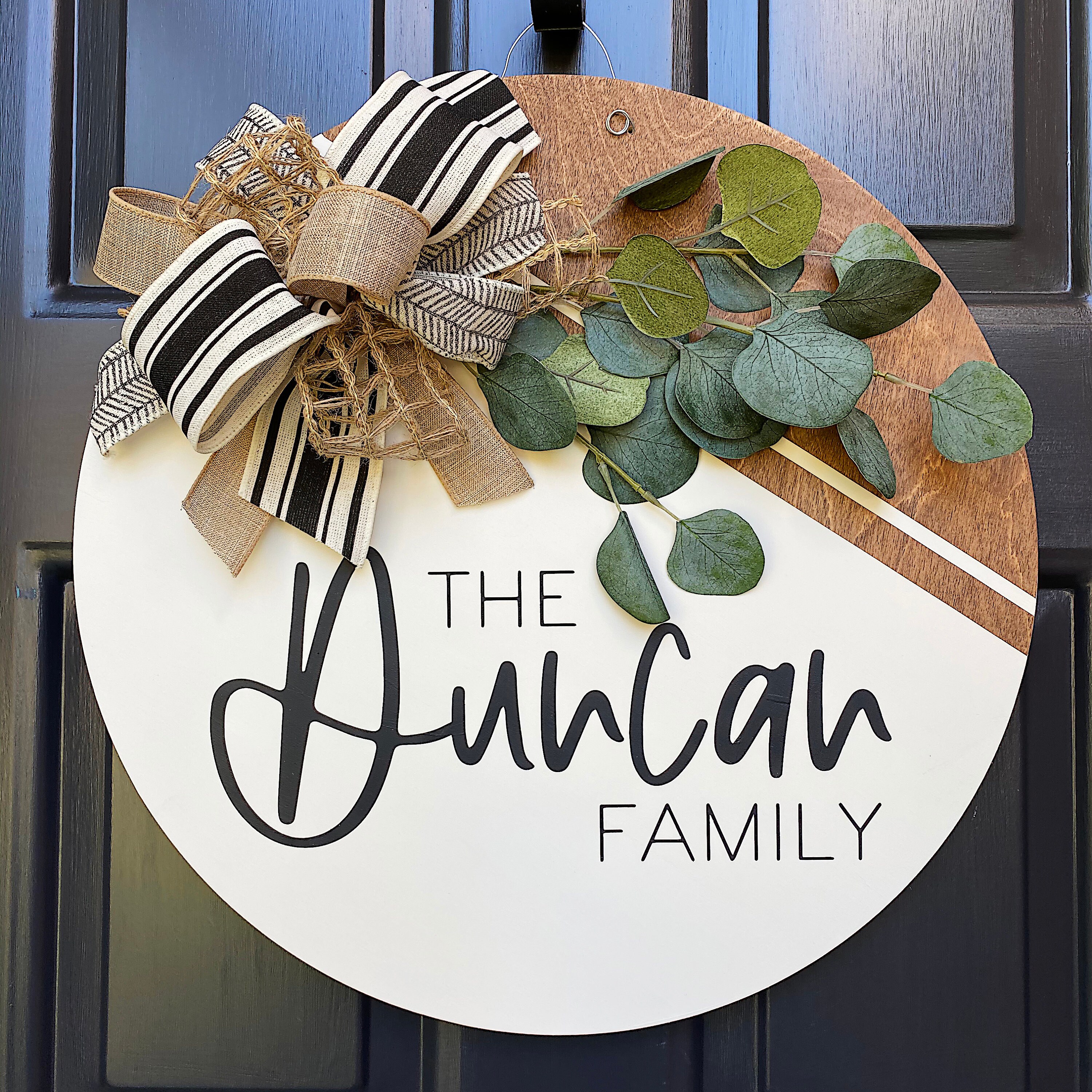 Door Hanger | Family/last Name Door Decor | Round Door Hanger | Door ...